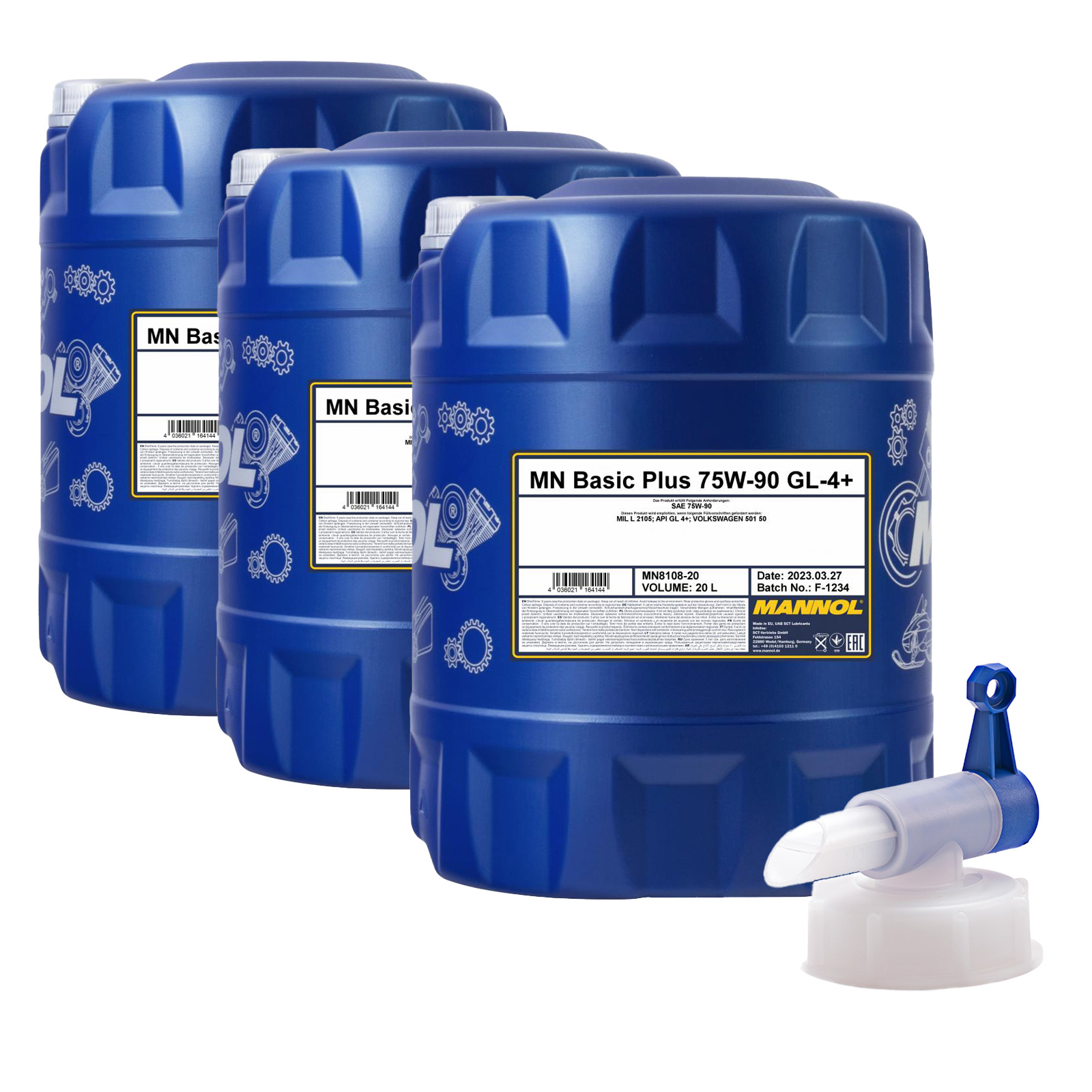 60 Liter MANNOL Basic Plus 75W-90 GL4+ Getriebeöl 75W90 Öl +  Ablasshahn 60 Liter MANNOL Basic Plus 75W-90 GL4+ Getriebeöl 75W90 Öl +  Ablasshahn