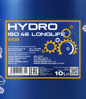 10 Liter (1x10) MANNOL MN2102 HYDRO ISO HLP 46 Hydrauliköl DIN 51524 VDMA 24318