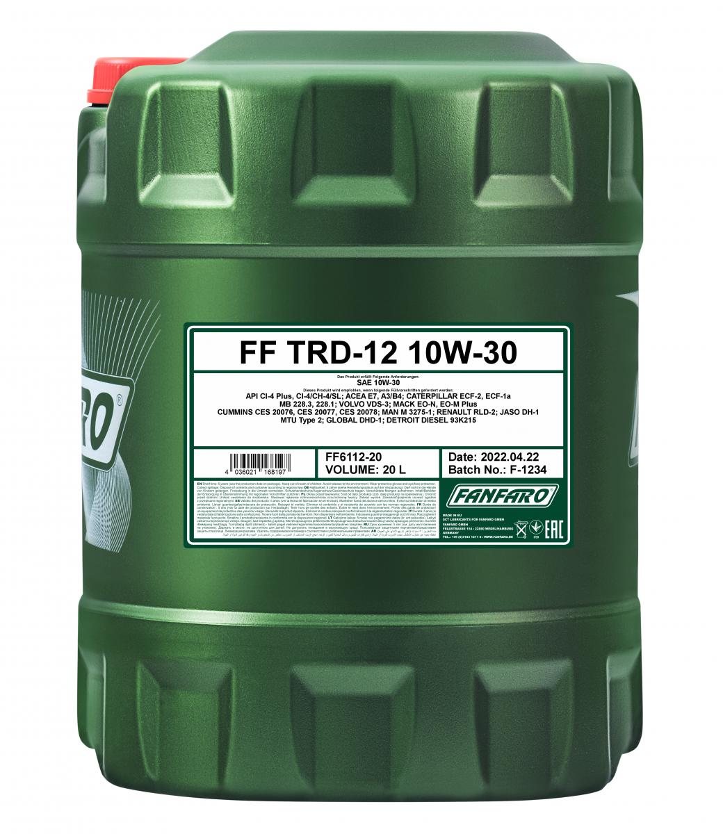 20L (1x20) FANFARO TRD-12 SHPD 10W-30 API CI-4 Plus NKW Motoröl Motorenöl Diesel