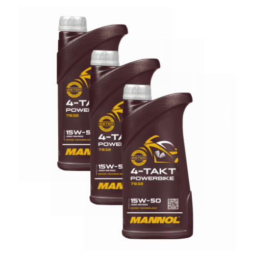 3 Liter (3x1) MANNOL 4-Takt Powerbike 15W-50 7832 Motorradöl API SN JASO MA/MA2