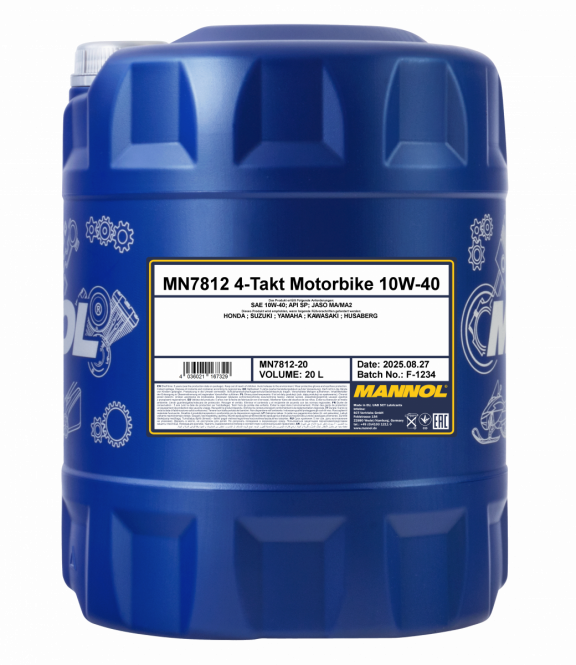 20 Liter MANNOL 4-Takt Motorbike 10W-40 7812 API SN JASO MA/MA2 Motorradöl
