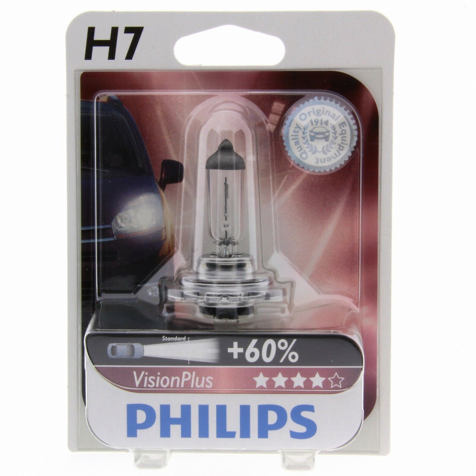 H7 Philips VisionPlus bis zu 60% mehr Licht Halogenlampe 12972VP Blister 1 Stück