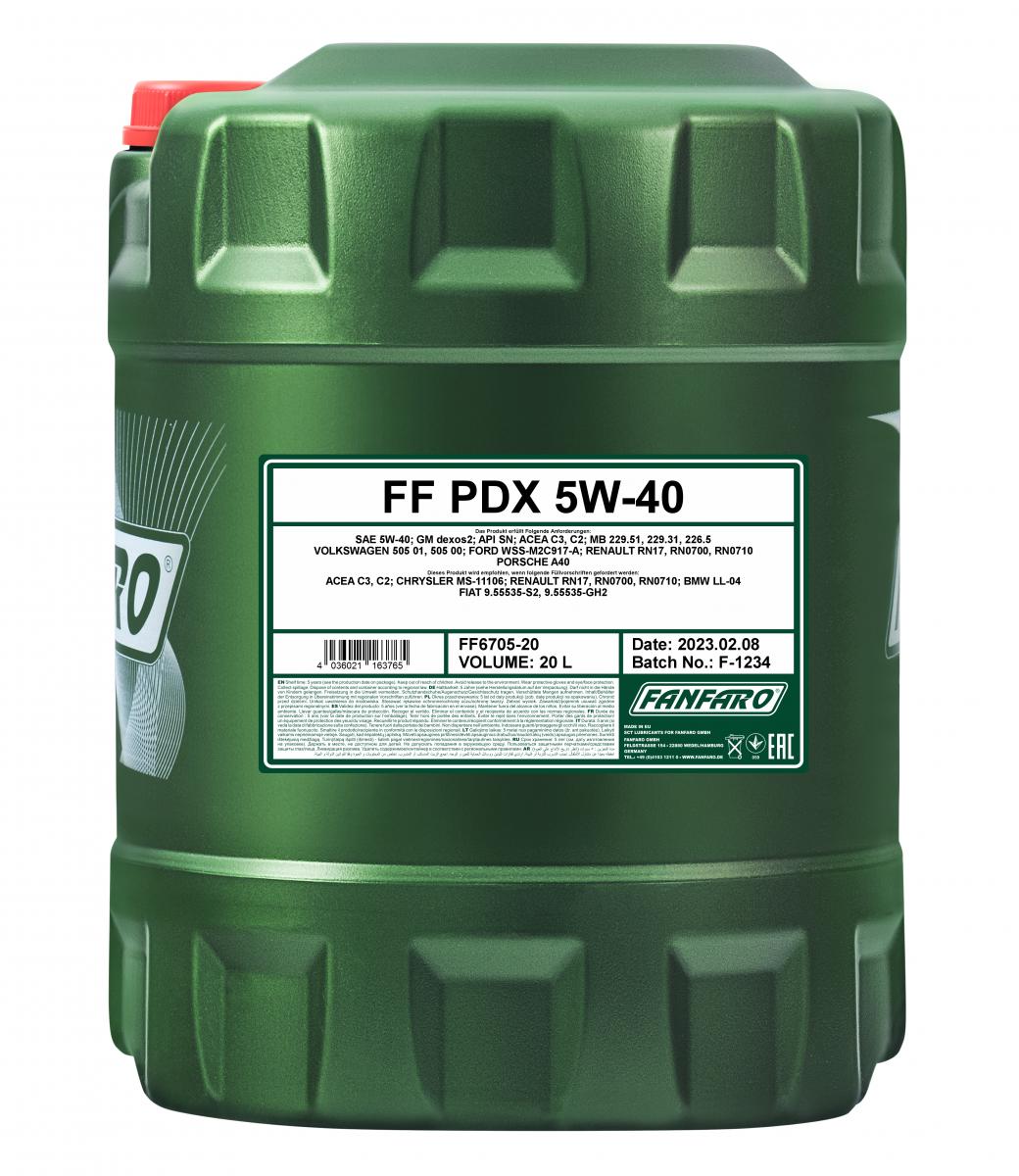 40 Liter (2x20) FANFARO PDX 5W-40 Motoröl passend für VW 502.00 BMW LL-04 MB 229.31 C3