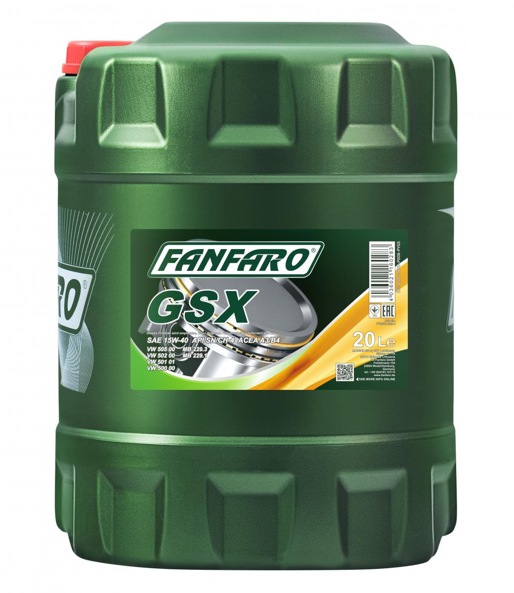 20 Liter FANFARO GSX 6401 15W40 Universal mineralisches Motoröl API SN/CH-4